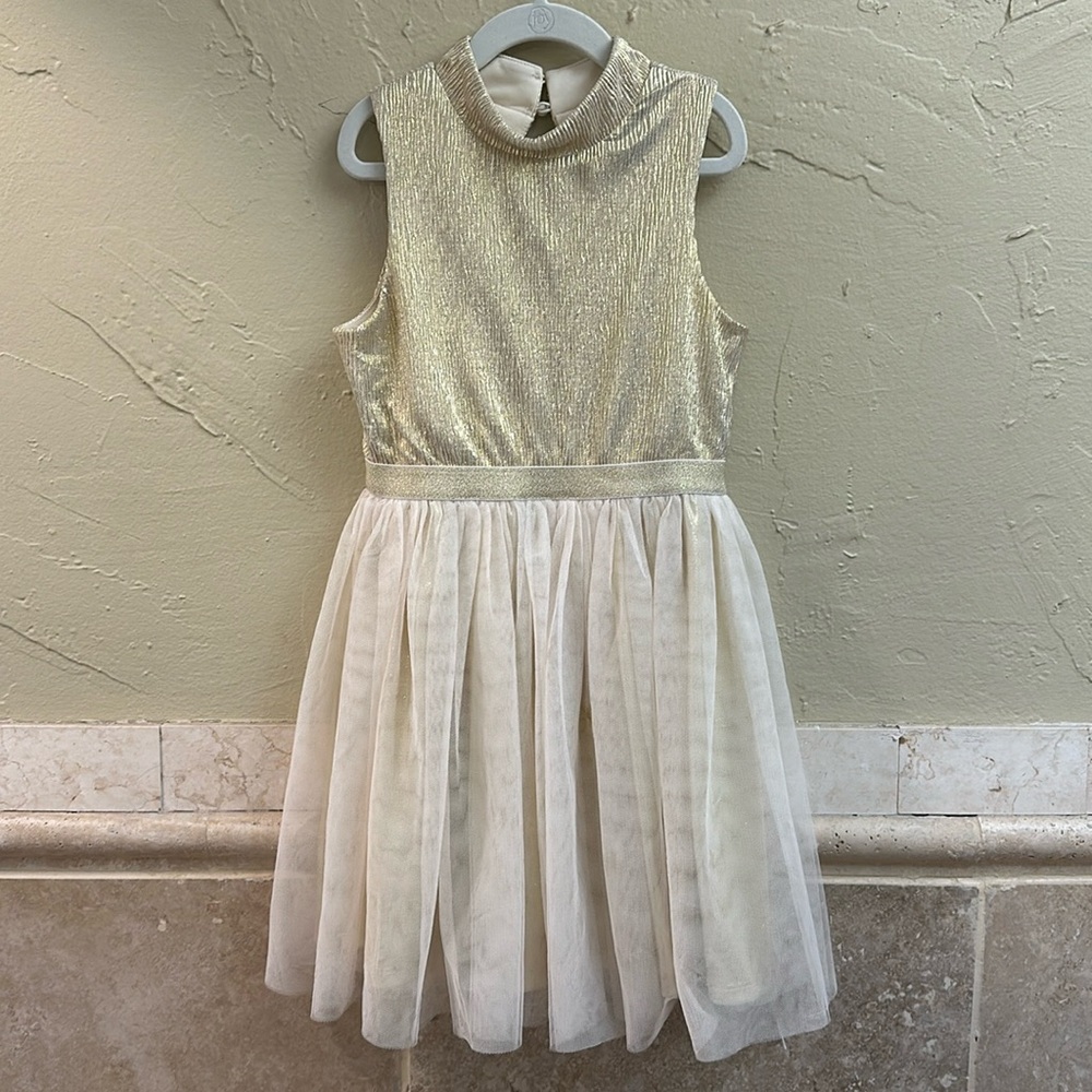 LIKE NEW Pink & Violet Gold Shimmer Dress Size M 7/8